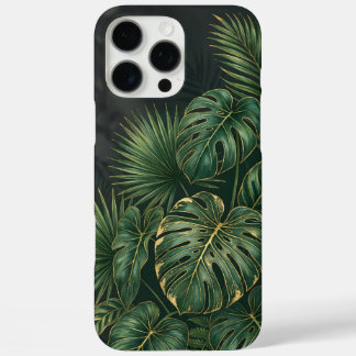Elegant Tropical Botanical Leaves in Deep Green an iPhone 16 Pro Max Case