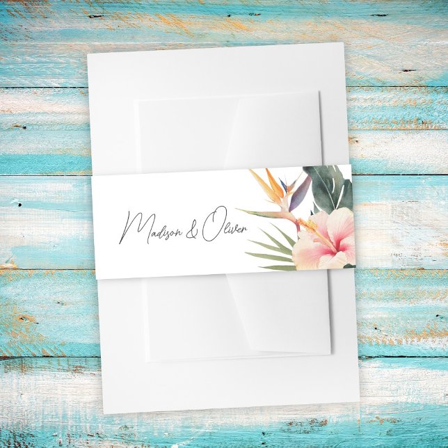 Elegant Tropical Botanical Wedding Invitation Belly Band (Creator Uploaded)
