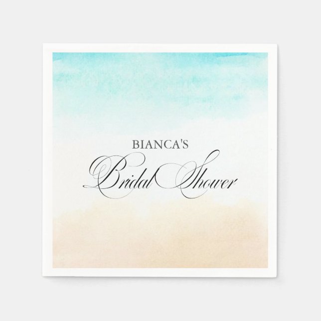 Elegant Tropical Coastal Bridal Shower Napkin (Front)