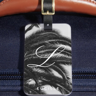Elegant Tropical Custom Name Monogram Luggage Tag