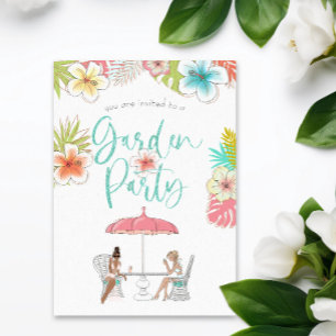 Elegant Tropical Floral Garden Party Invitation