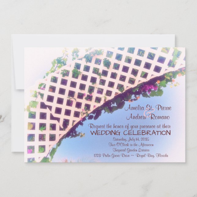 Elegant Tropical Floral Garden Wedding Invitation (Front)