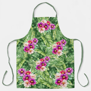 Elegant Tropical Floral Pattern Apron