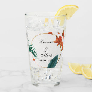 Elegant Tropical Floral Wedding Glass