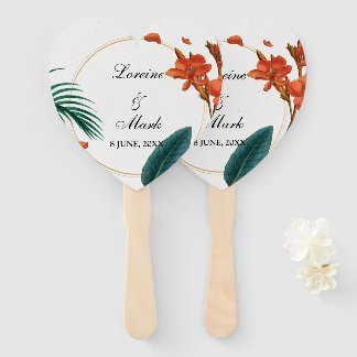 Elegant Tropical Floral Wedding Hand Fan