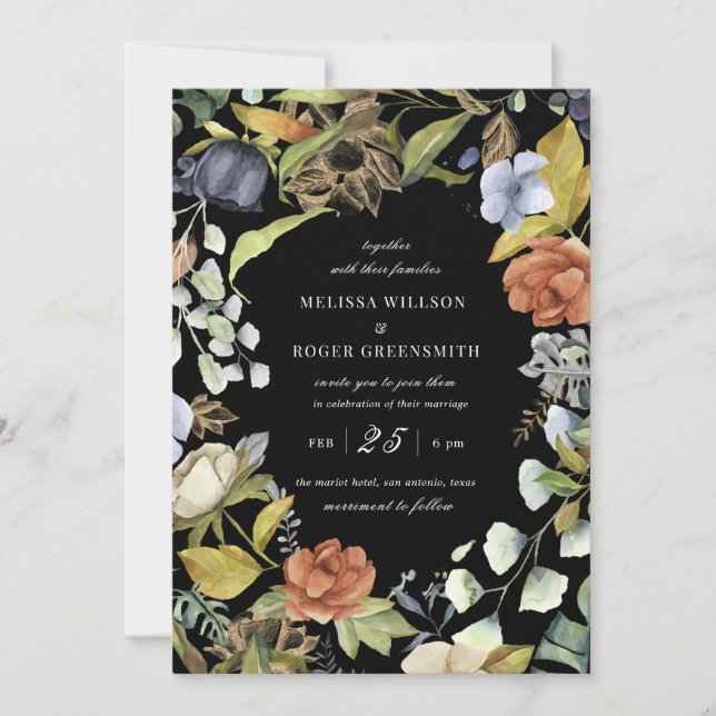 elegant tropical floral wedding Invitation (Front)