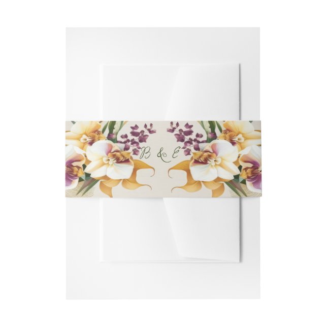 Elegant Tropical Floral Wedding Invitations  Invitation Belly Band (Front Example)