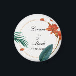 Elegant Tropical Floral Wedding Magnet<br><div class="desc">The design features a beautiful and vibrant tropical floral design that exudes elegance and sophistication. The lush greenery and vibrant flowers are a perfect representation of the beauty and charm of a tropical wedding. The elegant typography and sleek layout complement the tropical floral design, creating a cohesive and visually appealing...</div>