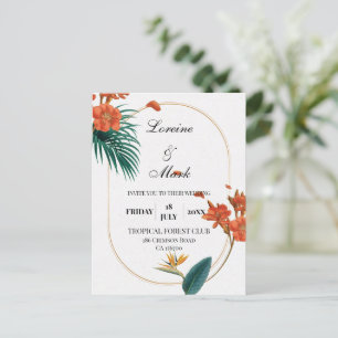 Elegant Tropical Floral Wedding Postcard