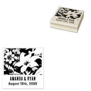 Elegant Tropical Flower Floral Wedding Rubber Stamp