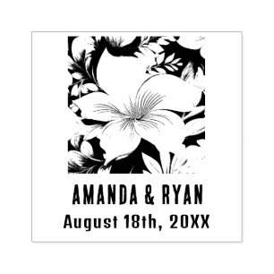 Elegant Tropical Flower Floral Wedding Rubber Stamp
