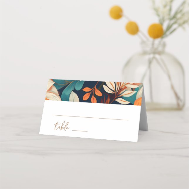 Elegant Tropical Flowers Mrs Mr Floral Wedding Place Card (Front)