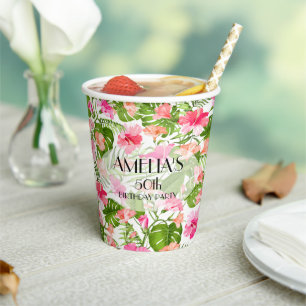 Elegant Tropical Flowers Paper Cups