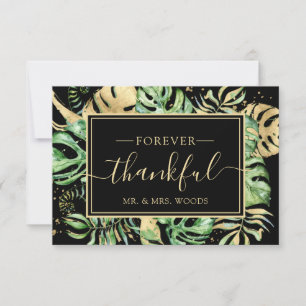 Elegant Tropical Gold & Black Wedding Shower Thank You Card