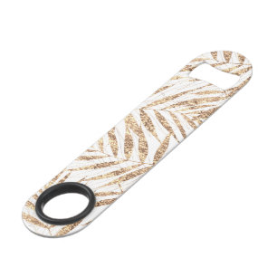 Elegant Tropical Gold Palm Leaves Bar Key