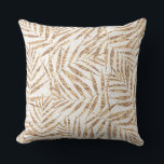 Elegant Tropical Gold Palm Leaves Throw Pillow<br><div class="desc">The stunning palm leaves tropical design highlights a beautiful blend of faux gold shades that range from light to dark. The fresh white background is enhanced with a faux gold glitter glow effect, giving it an elegant and glamourous touch. This tropical and inspired pattern is a perfect choice for adding...</div>