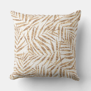 Elegant Tropical Gold Palm Leaves Throw Pillow
