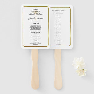 Elegant Tropical Gold Palm Tree Wedding Program Hand Fan