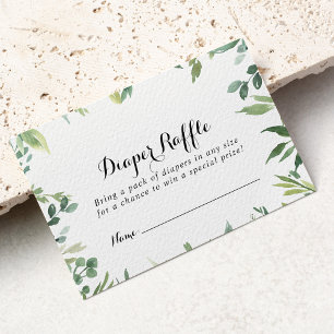 Elegant Tropical Green Diaper Raffle Ticket Enclosure Card