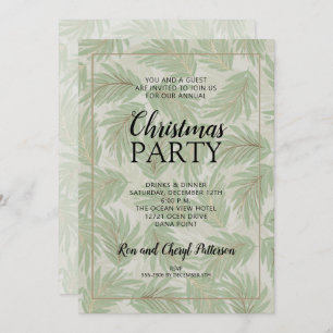Élégant Tropical Green Noël Invitations