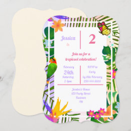 Elegant Tropical Green Palm Floral 2nd Birthday Invitation