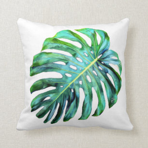 Elegant Tropical Hawaii Monstera Leaf Photograph Throw Pillow