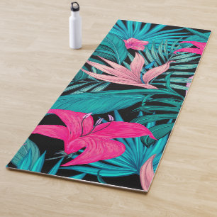 Elegant Tropical Hibiscus Flowers and Leaves   Yoga Mat