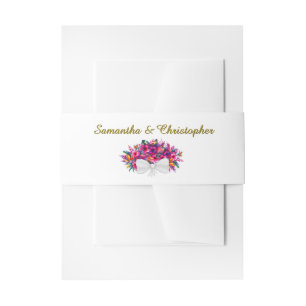 Elegant Tropical Hibiscus Flowers Bouquet Wedding Invitation Belly Band
