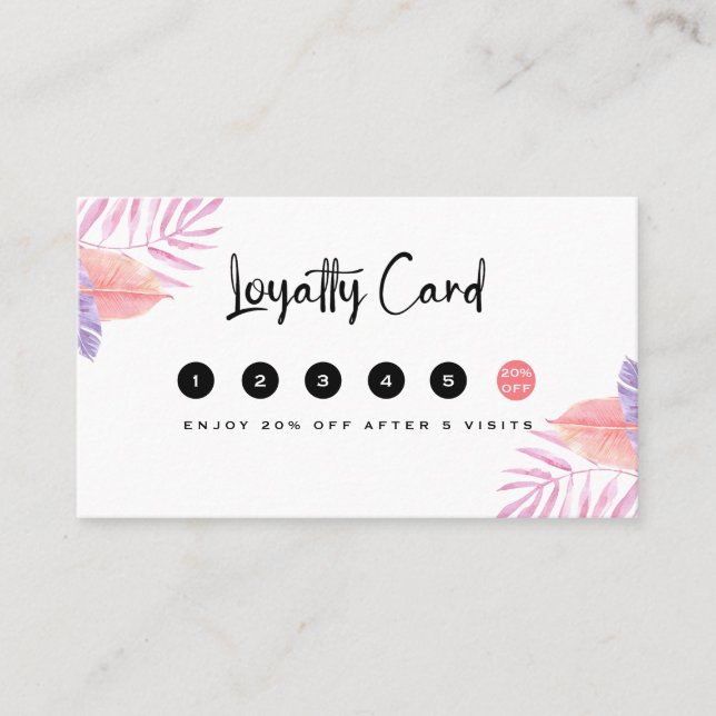 Elegant Tropical Interior Designer Loyalty Card (Front)