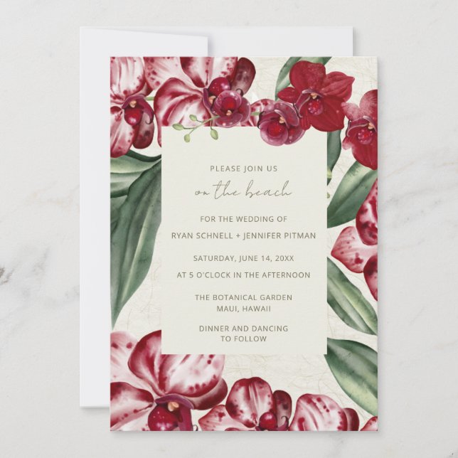 Elegant Tropical Island Beach Wedding  Invitation (Front)