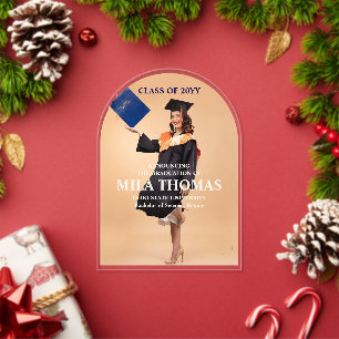 Elegant Tropical Leave Graduation Photo Acrylic In Acrylic Invitations