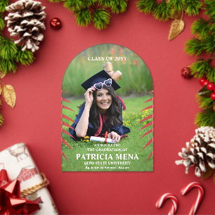 Elegant Tropical Leave Graduation Photo  Acrylic Invitations