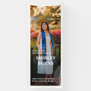 Elegant Tropical Leave Graduation Photo  Banner
