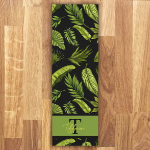 Elegant Tropical Leaves Monogram Yoga Mat