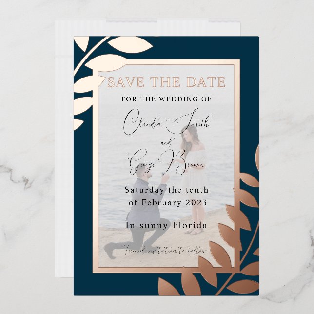 Elegant Tropical Leaves Photo Save The Date Real (Envelope)
