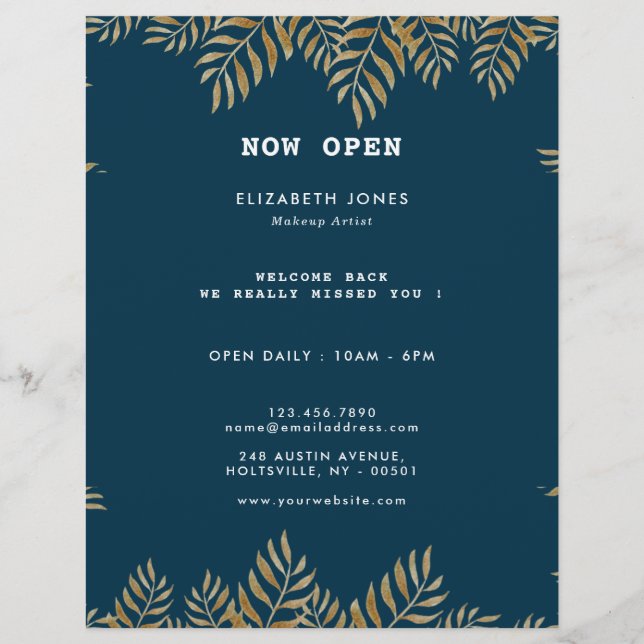 Elegant Tropical Makeup Artist Flyer (Front)