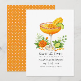 Elegant Tropical Mango Margarita Wedding Save The Date