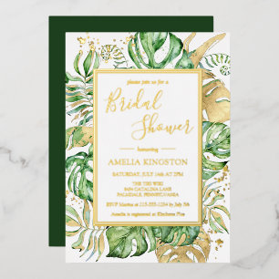 Elegant Tropical Modern Gold Frame Bridal Shower