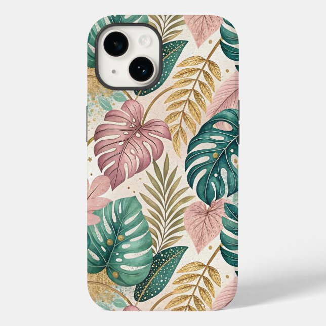 Elegant Tropical Monsteras Boho Case-Mate iPhone Case (Back)
