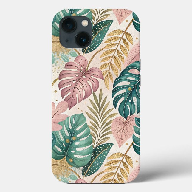 Elegant Tropical Monsteras Boho Case-Mate iPhone Case (Back)