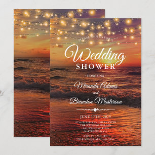 Elegant Tropical Ocean Beach Summer Wedding Shower Invitation