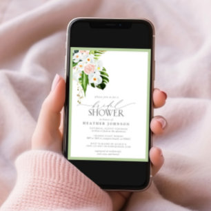 Elegant Tropical Orchid Watercolor Bridal Shower Invitation