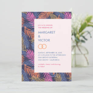Elegant tropical palm leaf pattern invitation