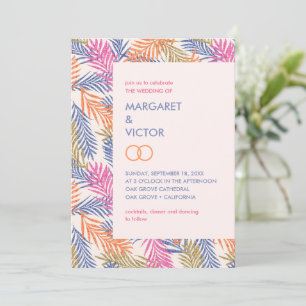 Elegant tropical palm leaf pattern invitation
