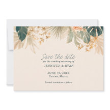 Elegant Tropical Palm Leaves Photo Save The Date
