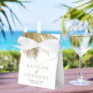 Elegant Tropical Palm Tree Beach Wedding Favor Box