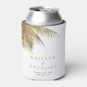 Elegant Tropical Palm Tree Beach Wedding Favor Can Cooler