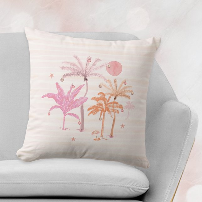 Elegant Tropical Palm Tree Christmas Throw Pillow (Creator Uploaded)