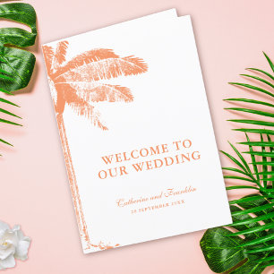 Elegant Tropical Palm Tree Folded Wedding Program