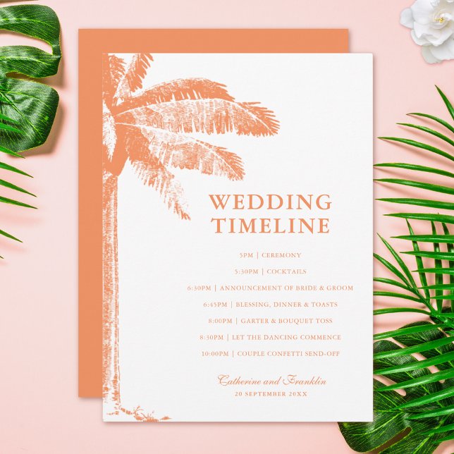 Elegant Tropical Palm Tree Wedding Timeline Program (Creator Uploaded)